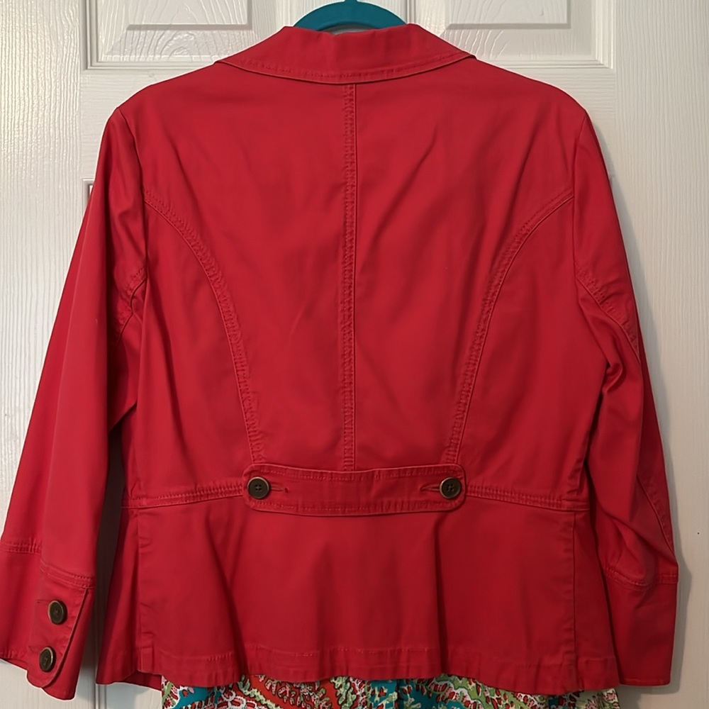Cabi coral/red cotton/spandex jacket size 8 - Picture 3 of 7